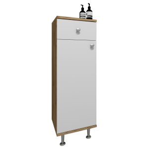 VCM NORDIC Nilosi badevrelse midi skab, m. 1 lge, 2 hylder og 1 skuffe - hvid og natur melamin