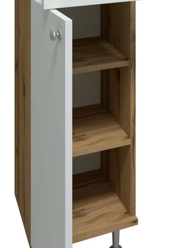 VCM NORDIC Nilosi badevrelse midi skab, m. 1 lge, 2 hylder og 1 skuffe - hvid og natur melamin