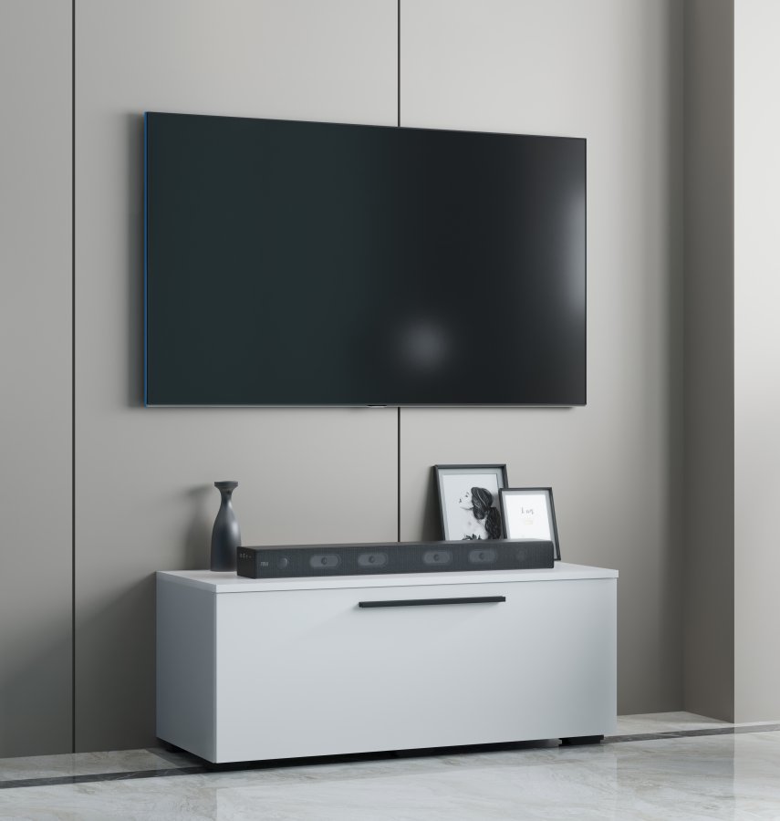 VCM NORDIC Arila S TV-Tisch, m. 1 Tür und 2 Fächern - Holz weiß (110x30)
