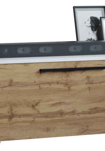 VCM NORDIC Arila S TV-Tisch, m. 1 Tür und 2 Fächern - Weiß und Naturholz (110x30)