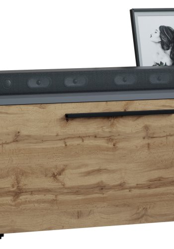 VCM NORDIC Arila S TV-Tisch, m. 1 Tür und 2 Fächern - Anthrazitgrau und Naturholz (110x30)