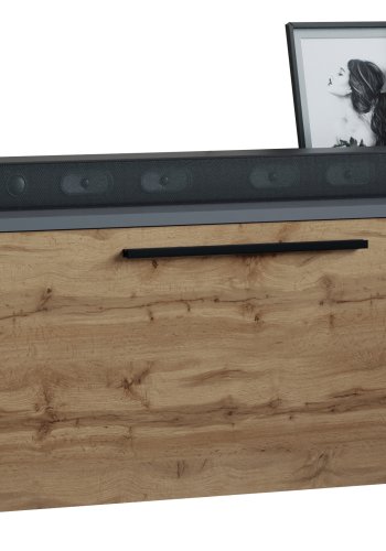 VCM NORDIC Arila M TV-Tisch, mit 1 Tür und 2 Fächern - Anthrazitgrau und Naturholz (115x40)