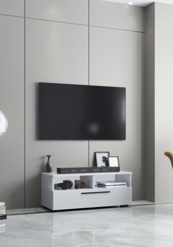 VCM NORDIC Arila L TV-Tisch, m. 1 Tür und 4 Fächern - Holz weiß (95x40)