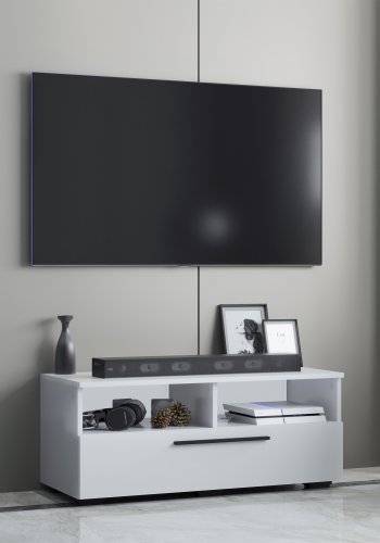 VCM NORDIC Arila L TV-Tisch, m. 1 Tür und 4 Fächern - Holz weiß (95x40)