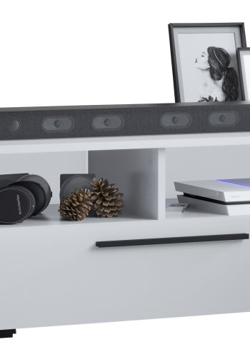 VCM NORDIC Arila L TV-Tisch, m. 1 Tür und 4 Fächern - Holz weiß (95x40)