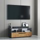 VCM NORDIC Arila L TV-Tisch, mit 1 Tür und 4 Fächern - Anthrazitgrau und Naturholz (95x40)