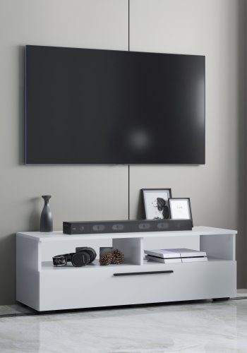 VCM NORDIC Arila XL TV-Tisch, m. 1 Tür und 4 Fächern - Holz weiß (115x40)