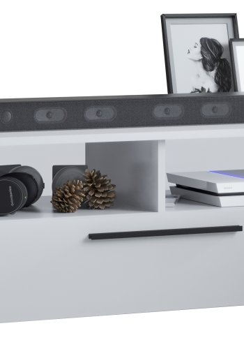 VCM NORDIC Arila XL TV-Tisch, m. 1 Tür und 4 Fächern - Holz weiß (115x40)