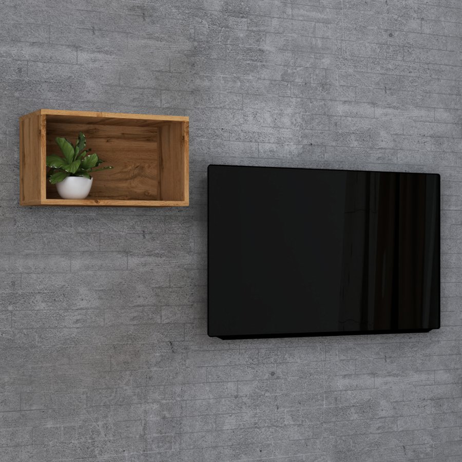 VCM NORDIC Arila Wandregal, rechteckig – Naturholz