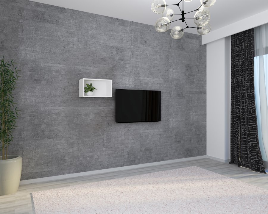 VCM NORDIC Arila Wandregal, rechteckig – Holz weiß