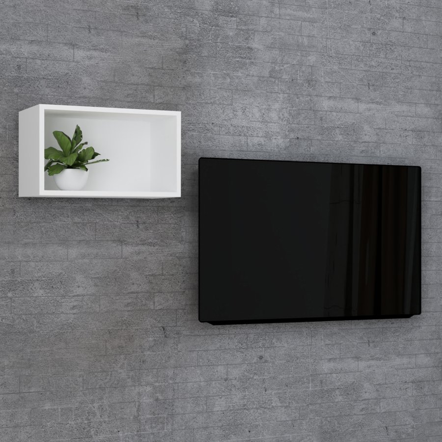 VCM NORDIC Arila Wandregal, rechteckig – Holz weiß