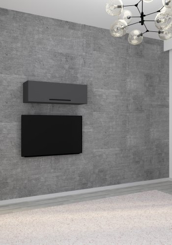 VCM NORDIC Arila L Hängeschrank, mit 1 Tür und 3 Fächern – Anthrazitgraues Holz