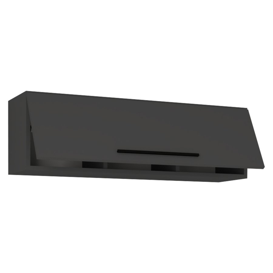 VCM NORDIC Arila L Hängeschrank, mit 1 Tür und 3 Fächern – Anthrazitgraues Holz