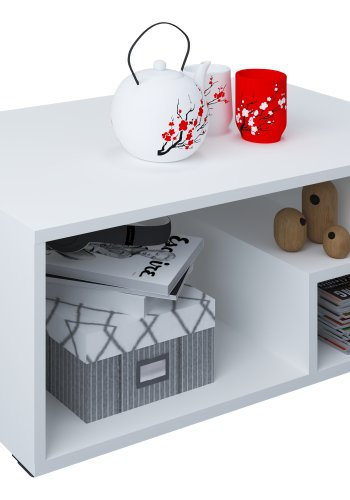 VCM NORDIC Sulas sofabord, m. 4 rom - hvitt tre (80x50)