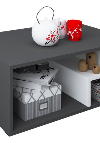 VCM NORDIC Sulas sofabord, m. 4 rom - hvitt og antrasittgr tre (80x50)