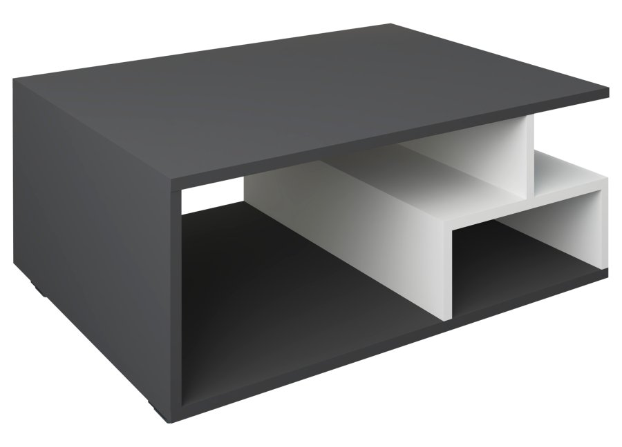 VCM NORDIC Sulas sofabord, m. 4 rom - hvitt og antrasittgr tre (80x50)