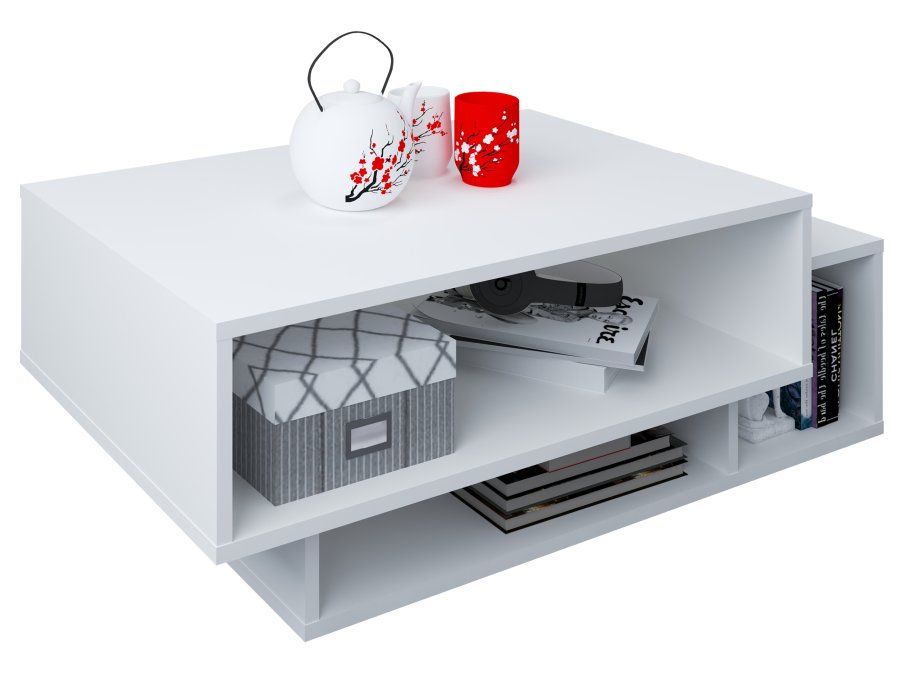 VCM NORDIC Runila sofabord, m. 3 rom - hvitt tre (88x50)