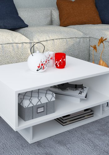 VCM NORDIC Runila sofabord, m. 3 rom - hvitt tre (88x50)