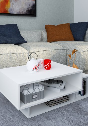 VCM NORDIC Runila sofabord, m. 3 rom - hvitt tre (88x50)