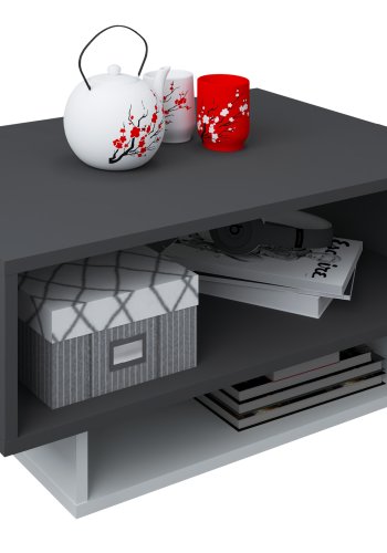 VCM NORDIC Runila sofabord, m. 3 rom - hvitt og antrasittgr tre (88x50)