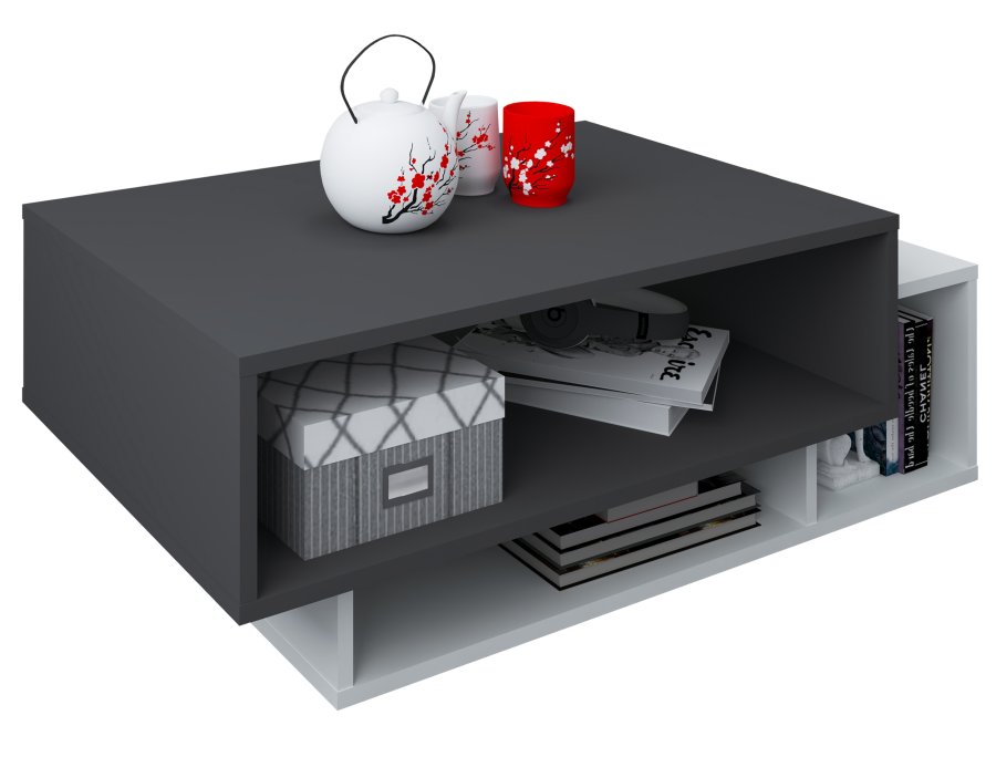 VCM NORDIC Runila sofabord, m. 3 rom - hvitt og antrasittgr tre (88x50)