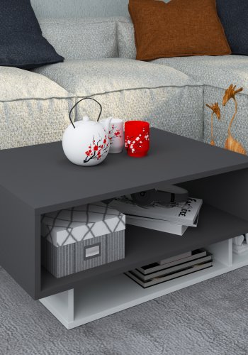 VCM NORDIC Runila sofabord, m. 3 rom - hvitt og antrasittgr tre (88x50)