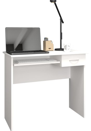 VCM NORDIC Arusa L skrivebord, m. 1 tastaturhylle og 1 skuff - hvitt tre (85x50)