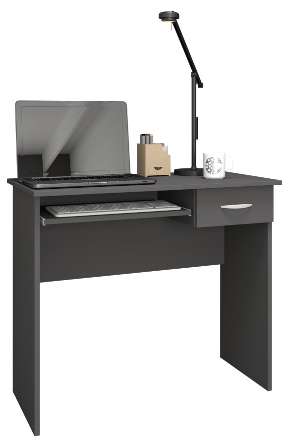 VCM NORDIC Arusa L Schreibtisch, m. 1 Tastaturablage und 1 Schublade - Holz anthrazitgrau (85x50)