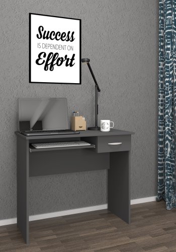 VCM NORDIC Arusa L Schreibtisch, m. 1 Tastaturablage und 1 Schublade - Holz anthrazitgrau (85x50)