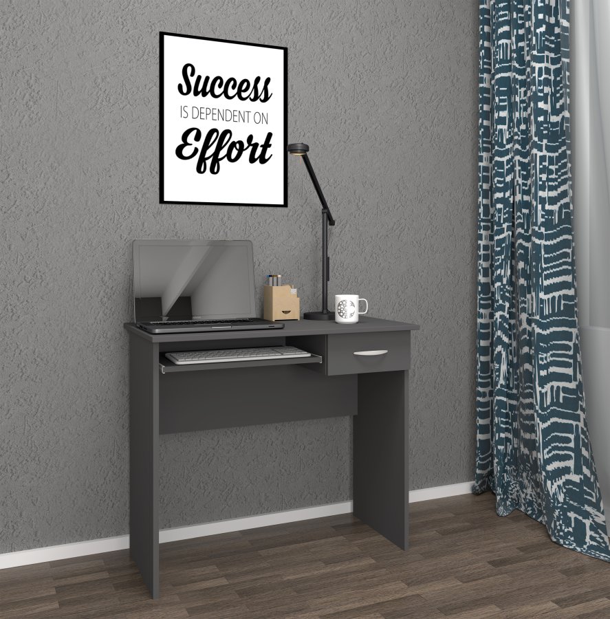 VCM NORDIC Arusa L Schreibtisch, m. 1 Tastaturablage und 1 Schublade - Holz anthrazitgrau (85x50)