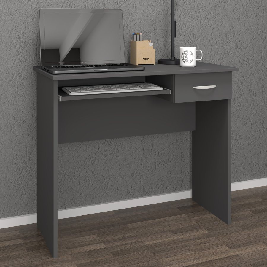 VCM NORDIC Arusa L Schreibtisch, m. 1 Tastaturablage und 1 Schublade - Holz anthrazitgrau (85x50)