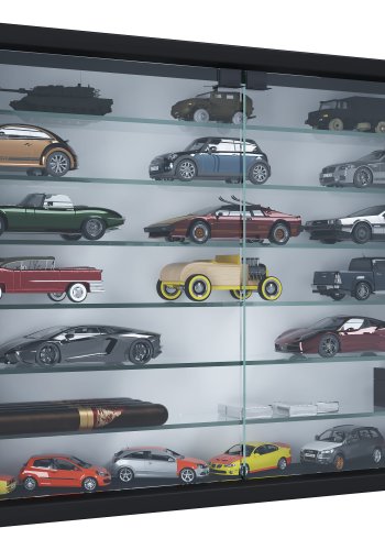 VCM NORDIC Mandosa XL Hängeschrank, m. 2 Türen und 6 Einlegeböden – Glas und schwarzes Holz