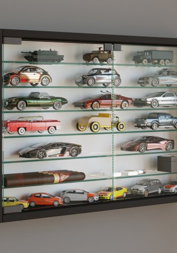 VCM NORDIC Mandosa XL Hängeschrank, m. 2 Türen und 6 Einlegeböden – Glas und schwarzes Holz