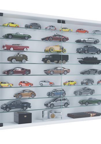 VCM NORDIC Mandosa XXL H�ngeschrank, m. 2 T�ren und 8 Einlegeb�den - Glas und wei�es Holz