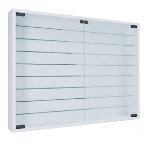 VCM NORDIC Mandosa XXL H�ngeschrank, m. 2 T�ren und 8 Einlegeb�den - Glas und wei�es Holz