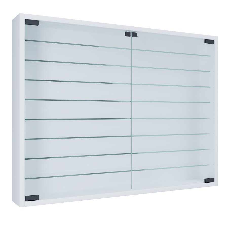 VCM NORDIC Mandosa XXL H�ngeschrank, m. 2 T�ren und 8 Einlegeb�den - Glas und wei�es Holz