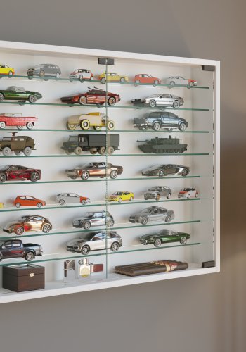 VCM NORDIC Mandosa XXL H�ngeschrank, m. 2 T�ren und 8 Einlegeb�den - Glas und wei�es Holz