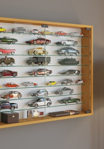 VCM NORDIC Mandosa XXL Hängeschrank, m. 2 Türen und 8 Einlegeböden - Glas und Naturholz