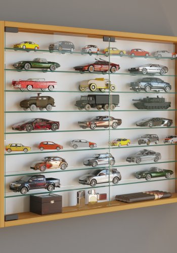 VCM NORDIC Mandosa XXL Hängeschrank, m. 2 Türen und 8 Einlegeböden - Glas und Naturholz