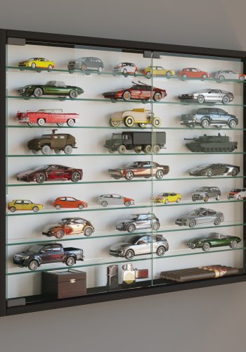 VCM NORDIC Mandosa XXL Hängeschrank, m. 2 Türen und 8 Einlegeböden – Glas und schwarzes Holz