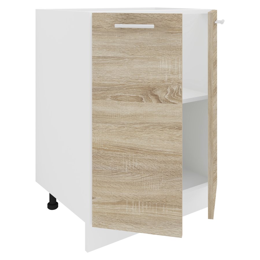 VCM NORDIC Esilo 60 Küchenschrank, m. 2 Türen und 1 Einlegeboden - Weiß und Naturholz