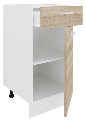 VCM NORDIC Esilo Küchenschrank, m. 1 Tür, 1 Schublade, 1 Einlegeboden - Weiß und Naturholz