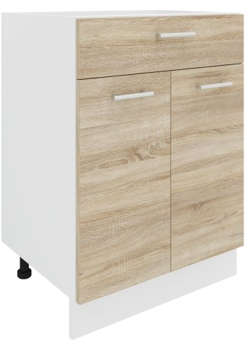 VCM NORDIC Esilo Küchenschrank, m. 2 Türen, 1 Schublade, 1 Einlegeboden - Weiß und Naturholz