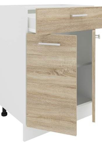 VCM NORDIC Esilo Küchenschrank, m. 2 Türen, 1 Schublade, 1 Einlegeboden - Weiß und Naturholz