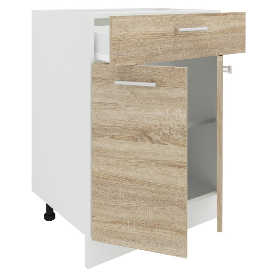 VCM NORDIC Esilo Küchenschrank, m. 2 Türen, 1 Schublade, 1 Einlegeboden - Weiß und Naturholz