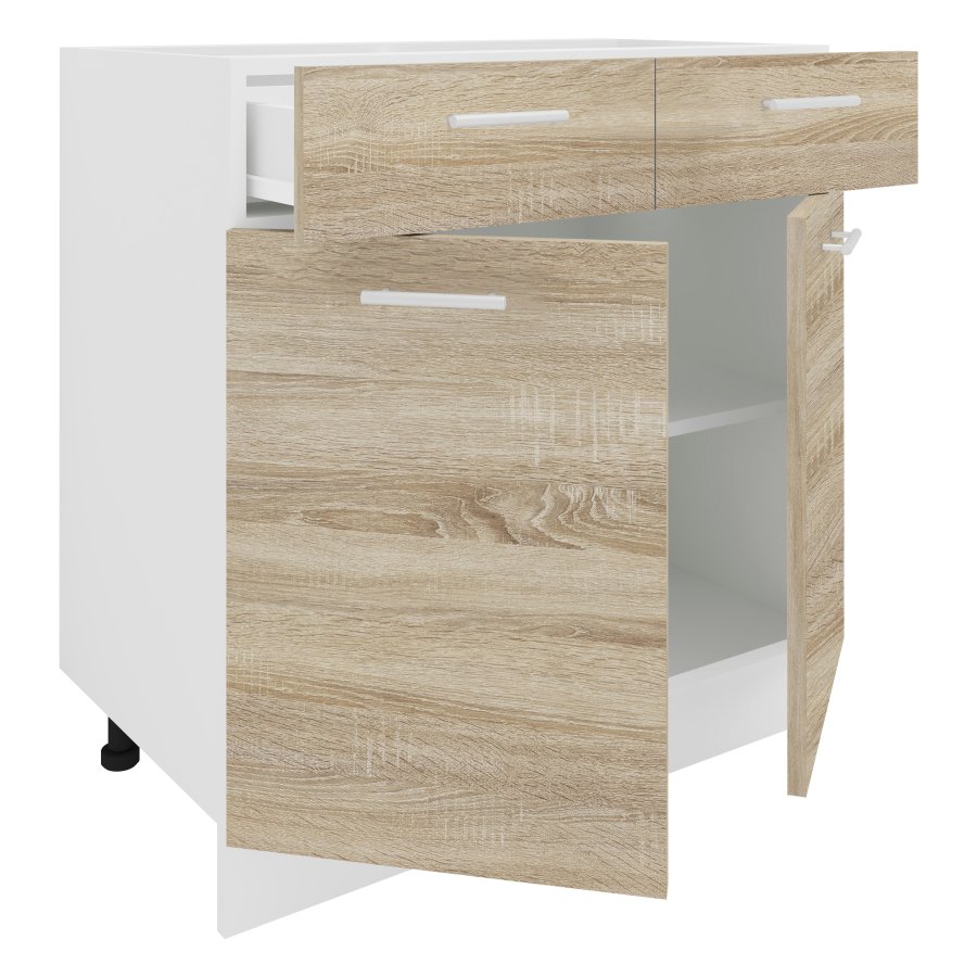 VCM NORDIC Esilo kjkkenskap, m. 2 drer, 1 skuff, 1 hylle - hvit og naturlig tre