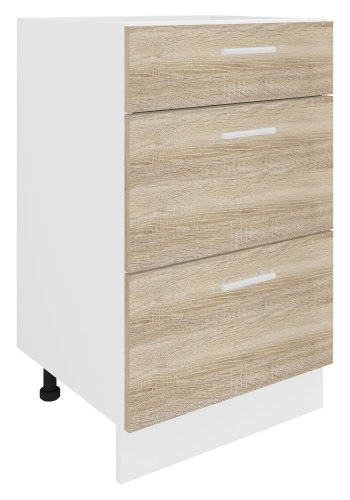 VCM NORDIC Esilo kjkkenskap, m. 3 skuffer - hvit og naturlig tre