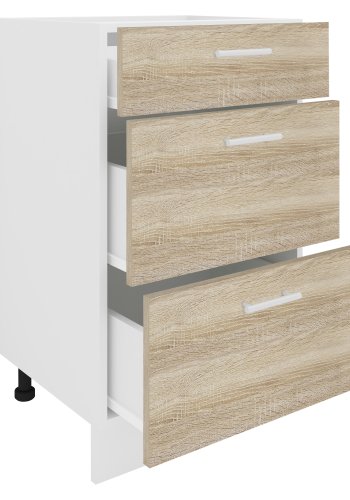 VCM NORDIC Esilo kjkkenskap, m. 3 skuffer - hvit og naturlig tre