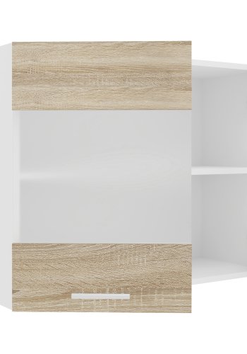 VCM NORDIC Esilo Küchen-Hängeschrank, m. 2 Glastüren und 1 Einlegeboden - Weiß und Naturholz