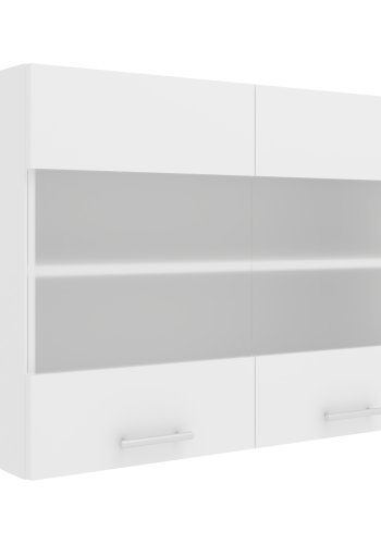 VCM NORDIC Esilo Küchen-Hängeschrank, m. 2 Glastüren und 1 Einlegeboden - Holz weiß